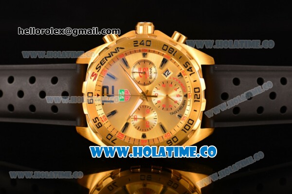 Tag Heuer Formula 1 Miyota OS20 Quartz Yellow Gold Casd with Stick Markers and Black Rubber Strap - Click Image to Close